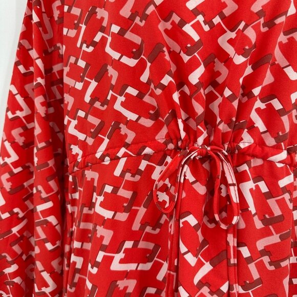 Pomander Place x Tuckernuck Red Chain Colette Dress sz XXL Long Sleeve Tie Waist - Picture 2 of 9